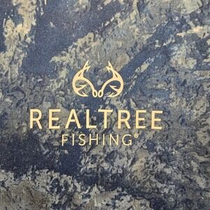 Realtree Fishing Mens Blue Aspect Camo Long Sleeve Performance Shirt Large L